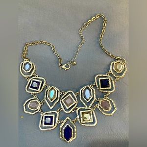 Silver Tone Statement Necklace with shades of blue (Non-brand marking)